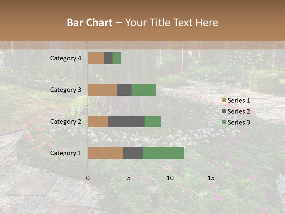 A Picture Of A Garden With Flowers And Rocks PowerPoint Template