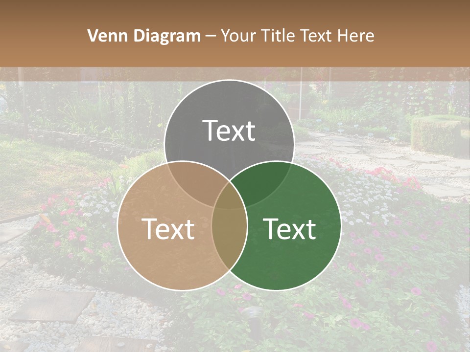 A Picture Of A Garden With Flowers And Rocks PowerPoint Template