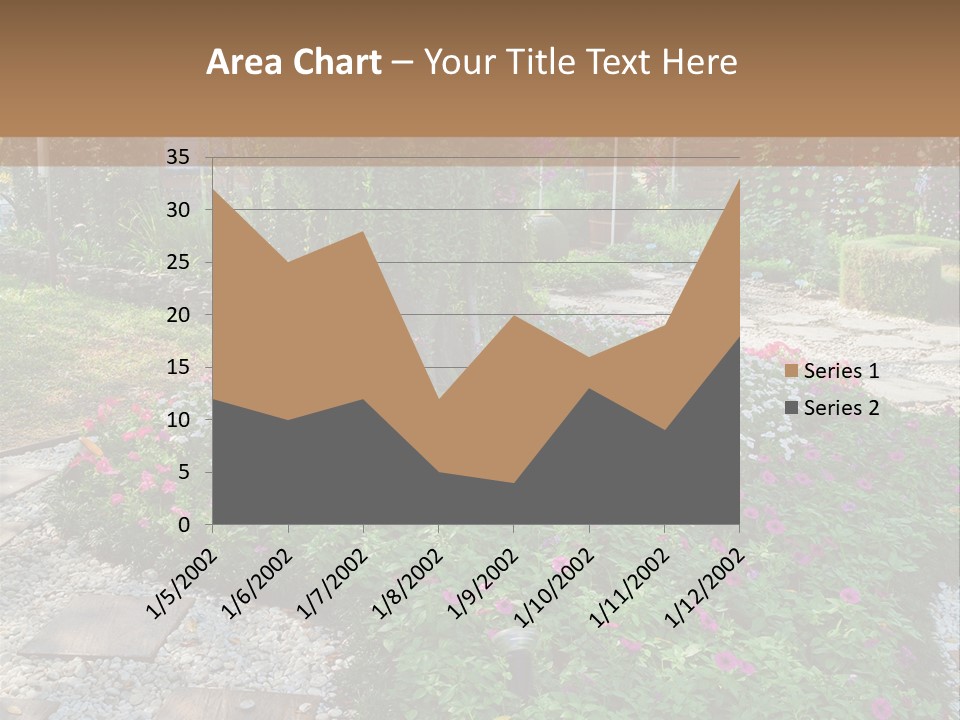 A Picture Of A Garden With Flowers And Rocks PowerPoint Template