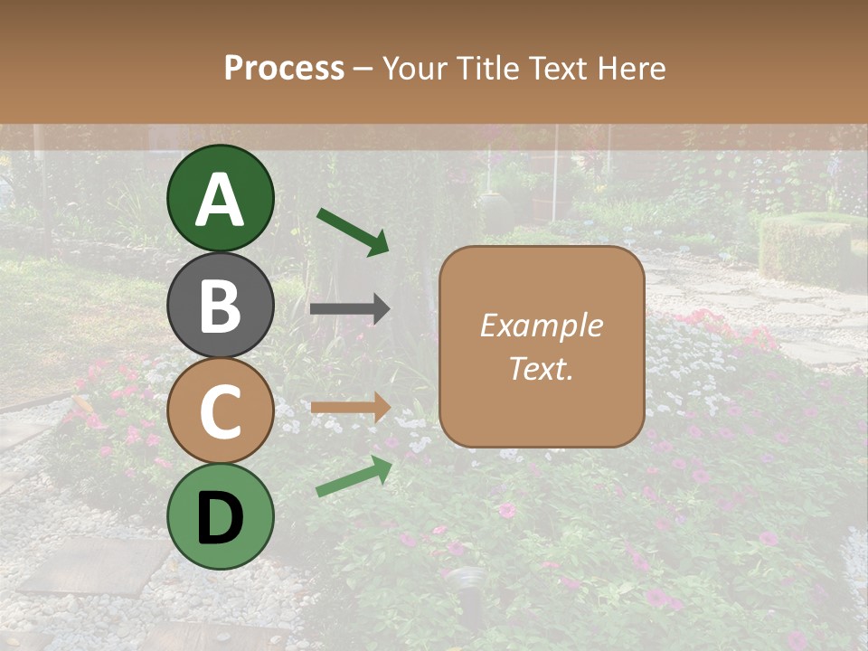 A Picture Of A Garden With Flowers And Rocks PowerPoint Template