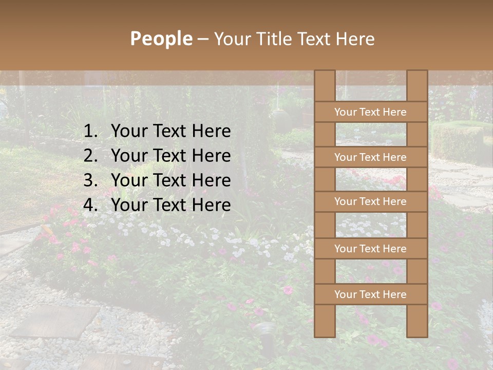 A Picture Of A Garden With Flowers And Rocks PowerPoint Template
