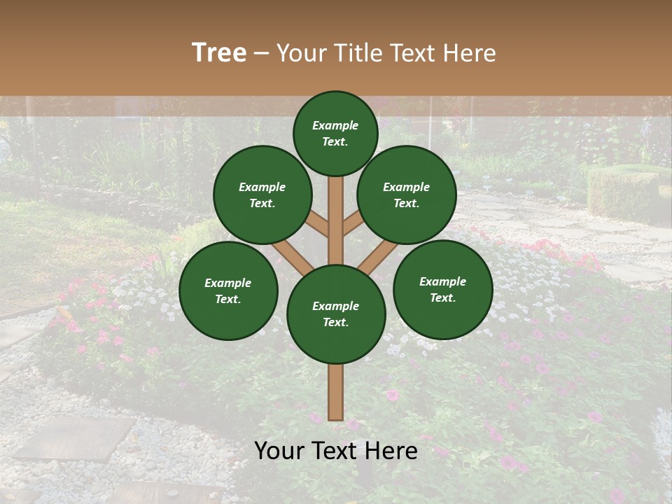 A Picture Of A Garden With Flowers And Rocks PowerPoint Template