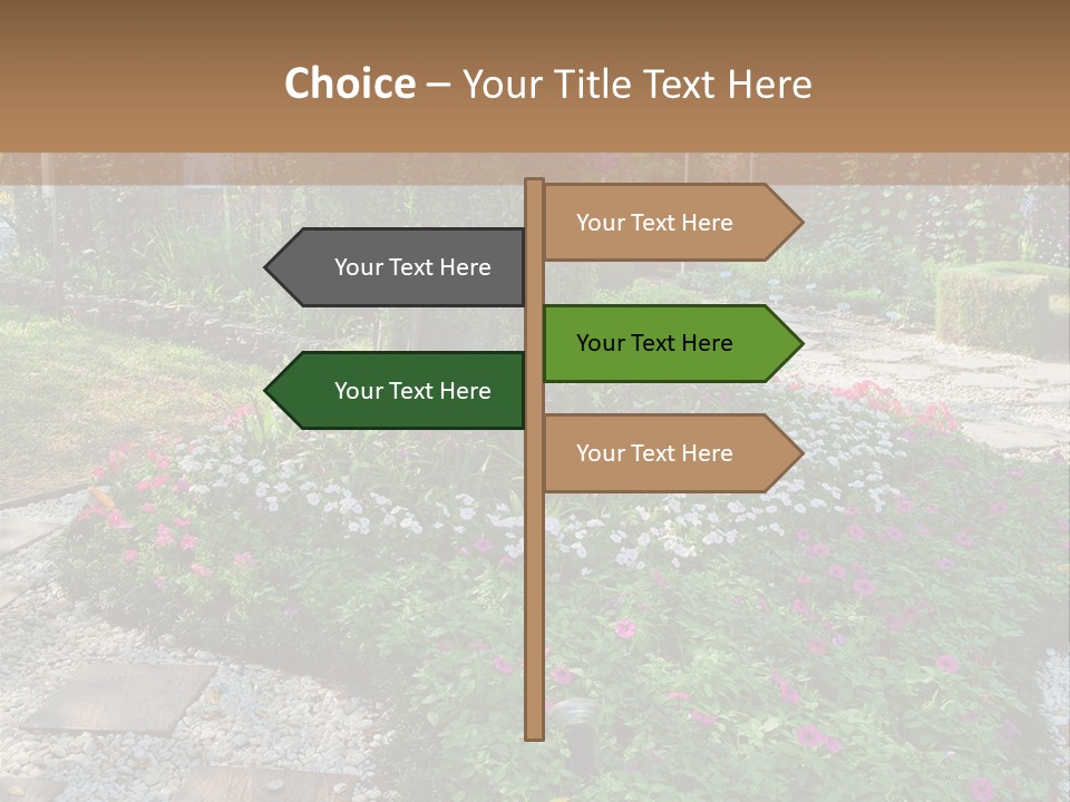 A Picture Of A Garden With Flowers And Rocks PowerPoint Template
