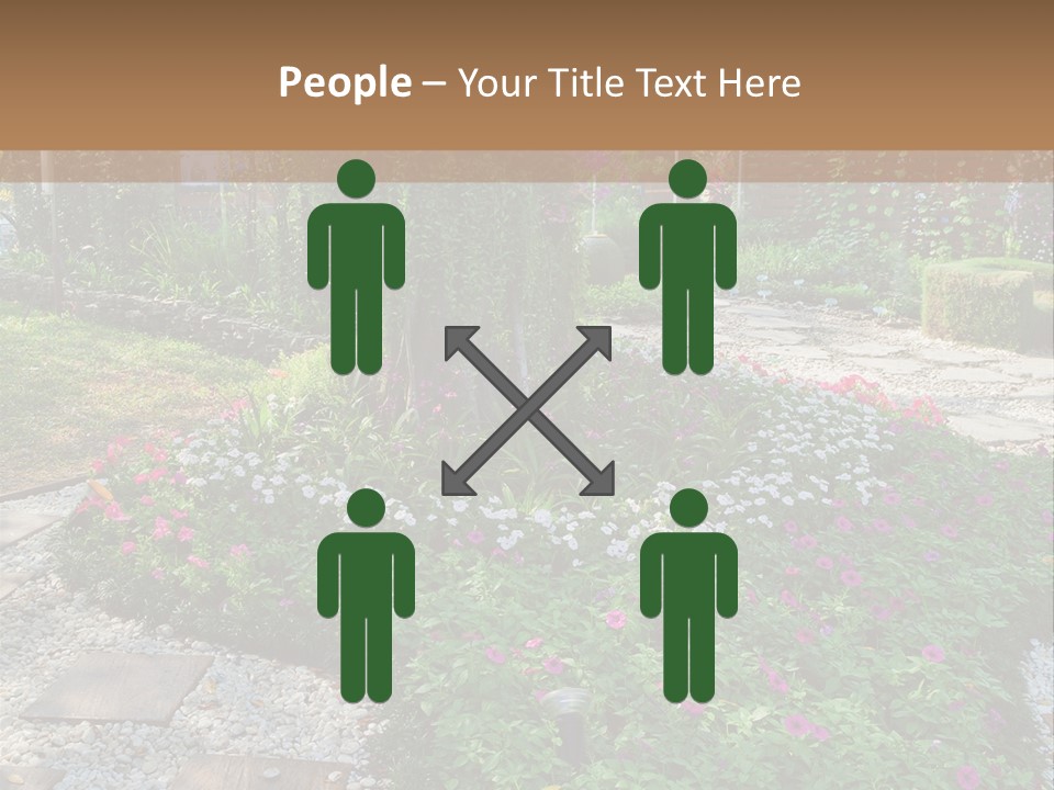 A Picture Of A Garden With Flowers And Rocks PowerPoint Template