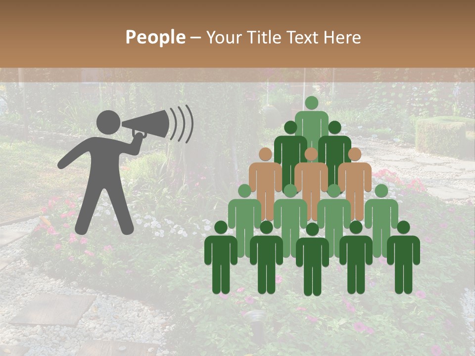 A Picture Of A Garden With Flowers And Rocks PowerPoint Template