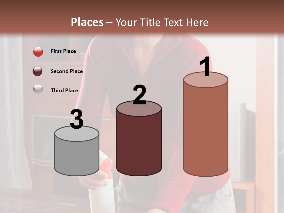 A Woman Is Cleaning A Table With A Rag PowerPoint Template