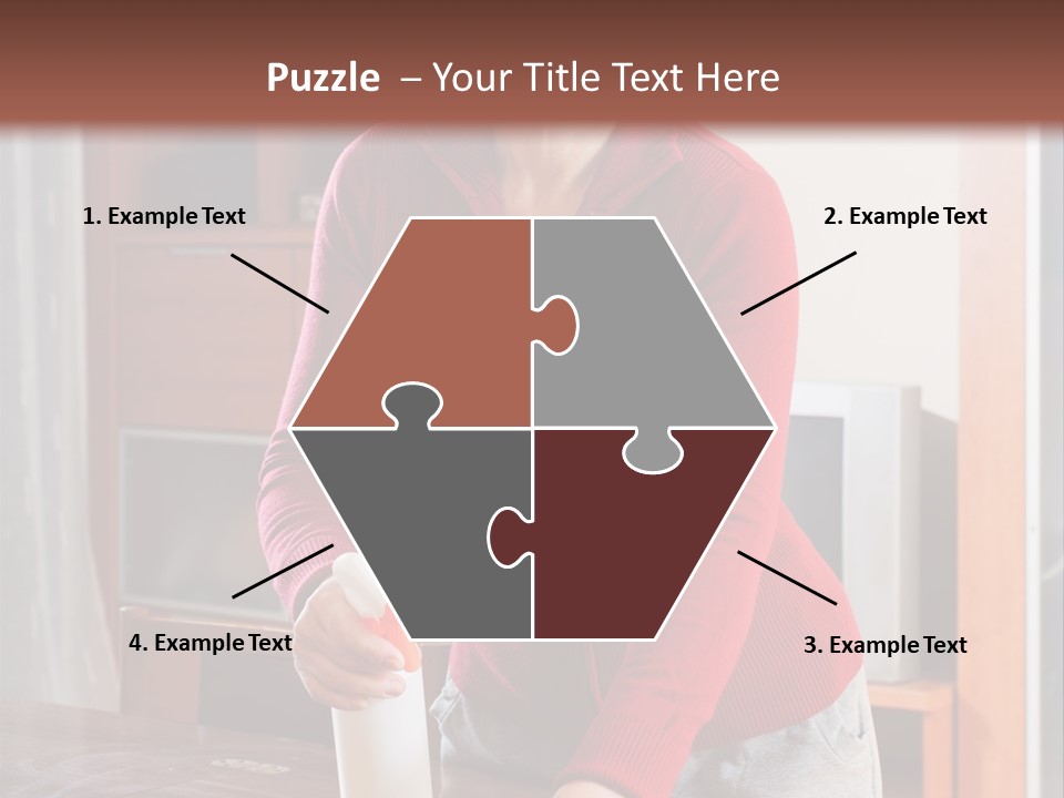 A Woman Is Cleaning A Table With A Rag PowerPoint Template