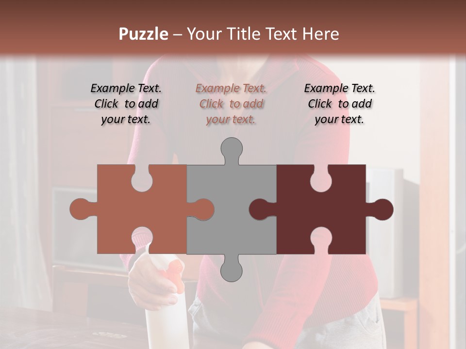 A Woman Is Cleaning A Table With A Rag PowerPoint Template