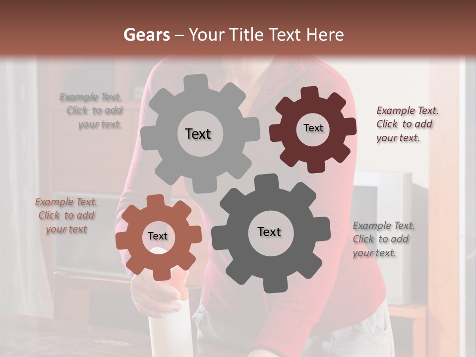 A Woman Is Cleaning A Table With A Rag PowerPoint Template