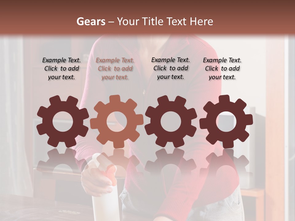 A Woman Is Cleaning A Table With A Rag PowerPoint Template