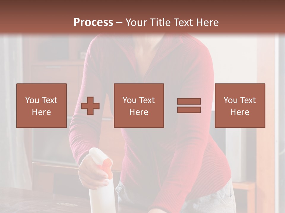 A Woman Is Cleaning A Table With A Rag PowerPoint Template