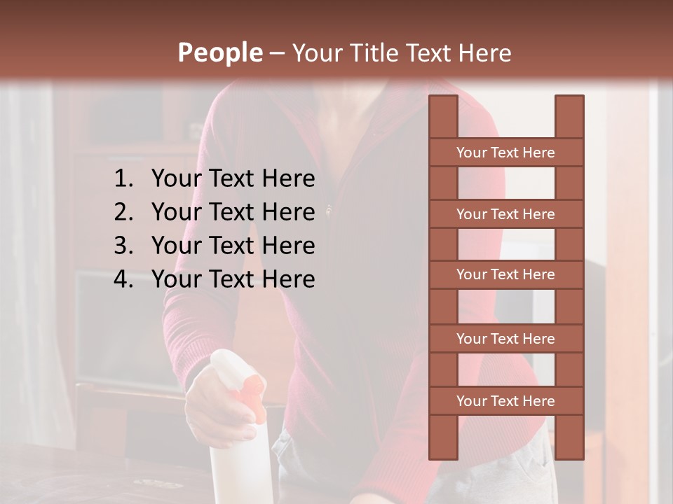 A Woman Is Cleaning A Table With A Rag PowerPoint Template