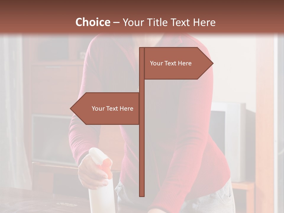 A Woman Is Cleaning A Table With A Rag PowerPoint Template