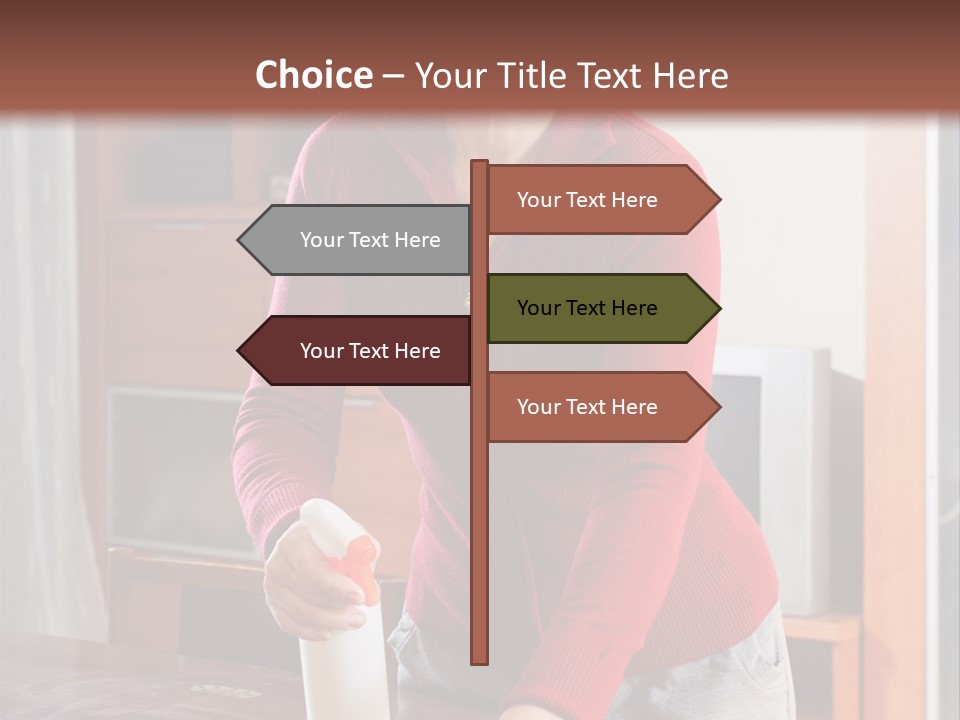 A Woman Is Cleaning A Table With A Rag PowerPoint Template