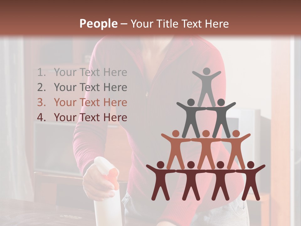 A Woman Is Cleaning A Table With A Rag PowerPoint Template