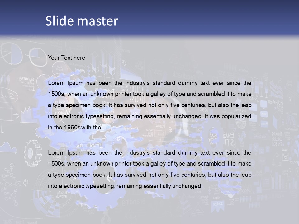 A Man In A Suit Holding A Blue Gear Wheel PowerPoint Template