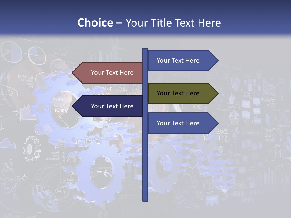 A Man In A Suit Holding A Blue Gear Wheel PowerPoint Template