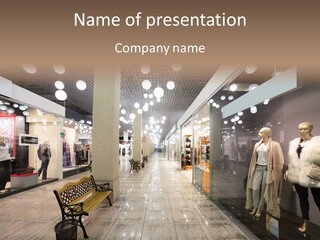 A Store With Mannequins And A Bench In The Middle PowerPoint Template