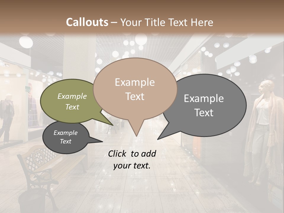 A Store With Mannequins And A Bench In The Middle PowerPoint Template