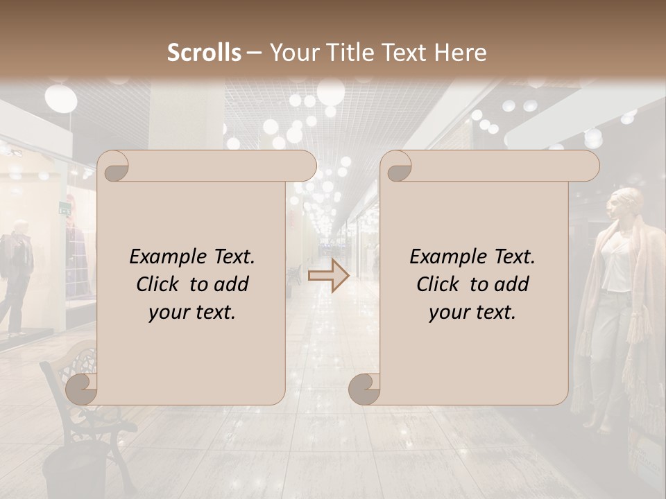 A Store With Mannequins And A Bench In The Middle PowerPoint Template