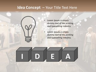 A Store With Mannequins And A Bench In The Middle PowerPoint Template