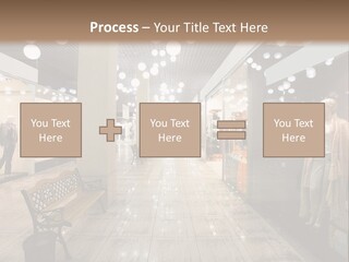 A Store With Mannequins And A Bench In The Middle PowerPoint Template