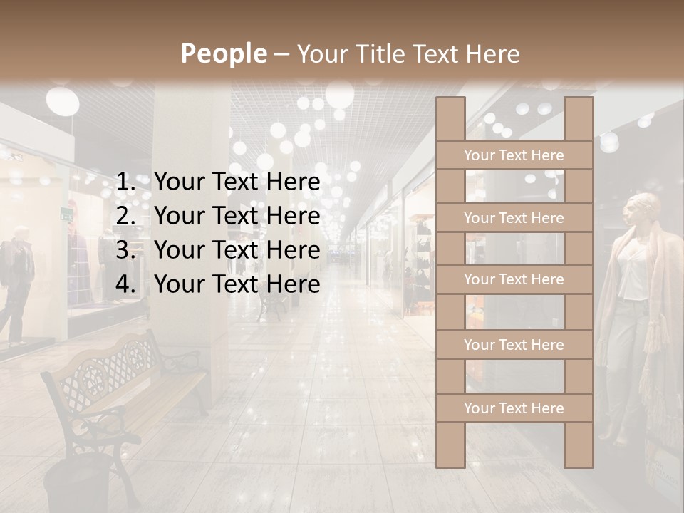A Store With Mannequins And A Bench In The Middle PowerPoint Template