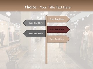 A Store With Mannequins And A Bench In The Middle PowerPoint Template