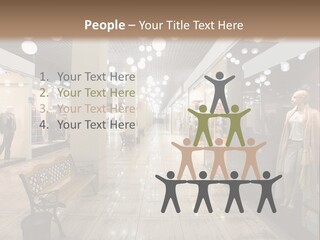 A Store With Mannequins And A Bench In The Middle PowerPoint Template