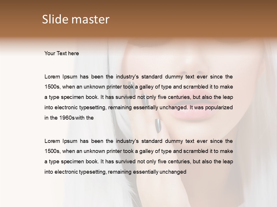 A Woman With Long White Hair And Black Nails PowerPoint Template