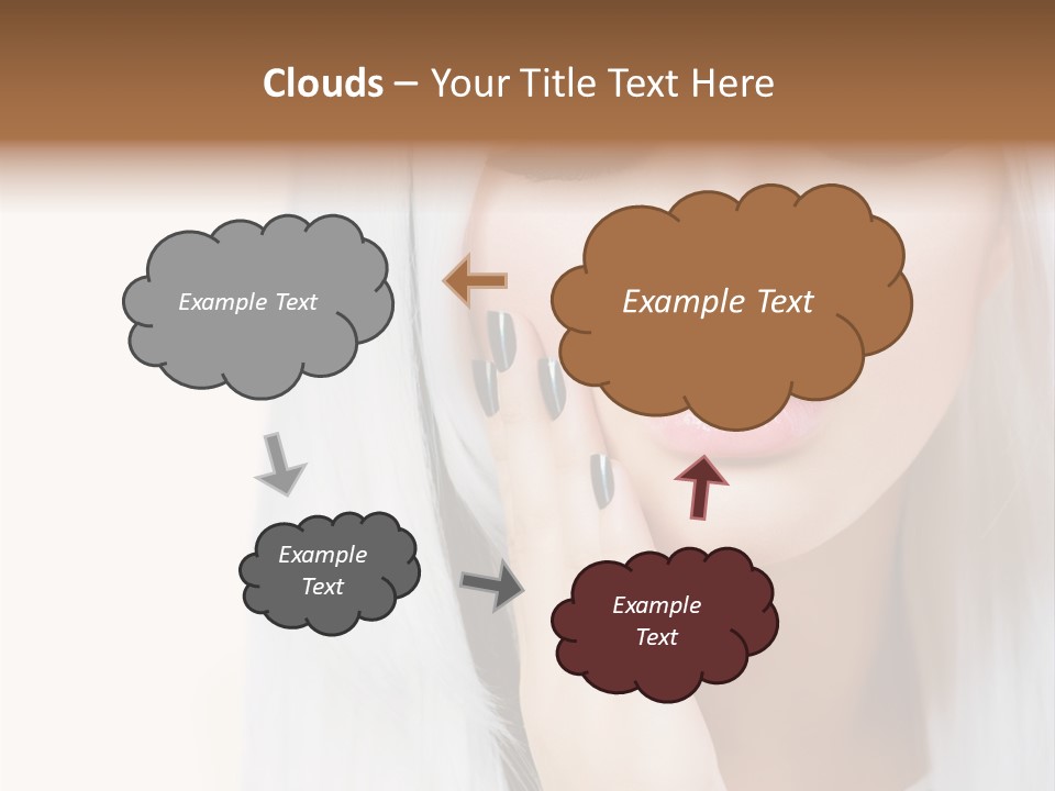 A Woman With Long White Hair And Black Nails PowerPoint Template