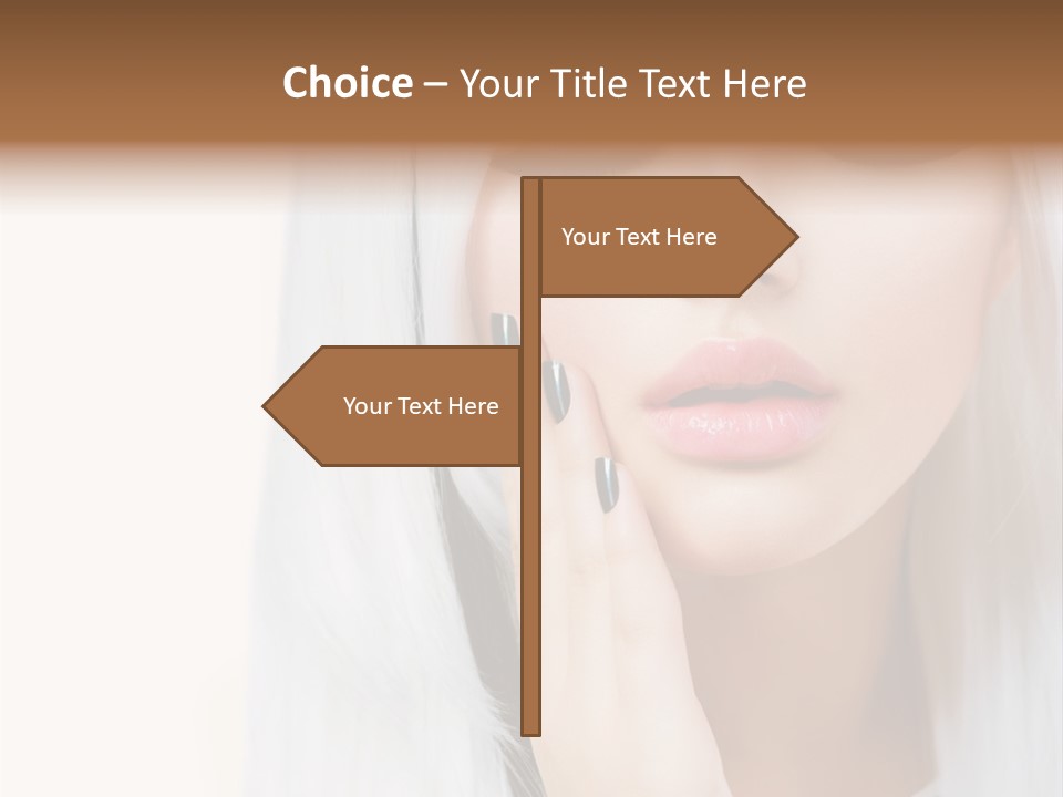 A Woman With Long White Hair And Black Nails PowerPoint Template