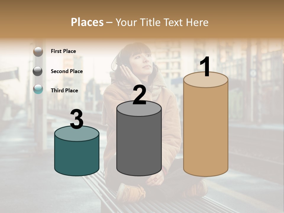 A Woman Sitting On A Bench Talking On A Cell Phone PowerPoint Template