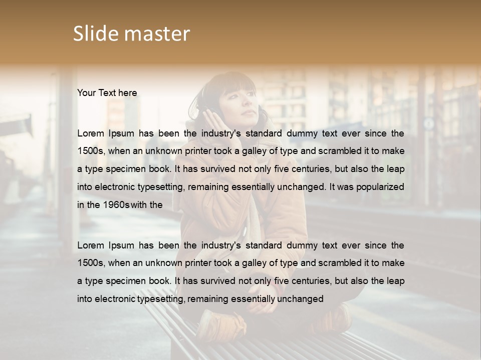 A Woman Sitting On A Bench Talking On A Cell Phone PowerPoint Template