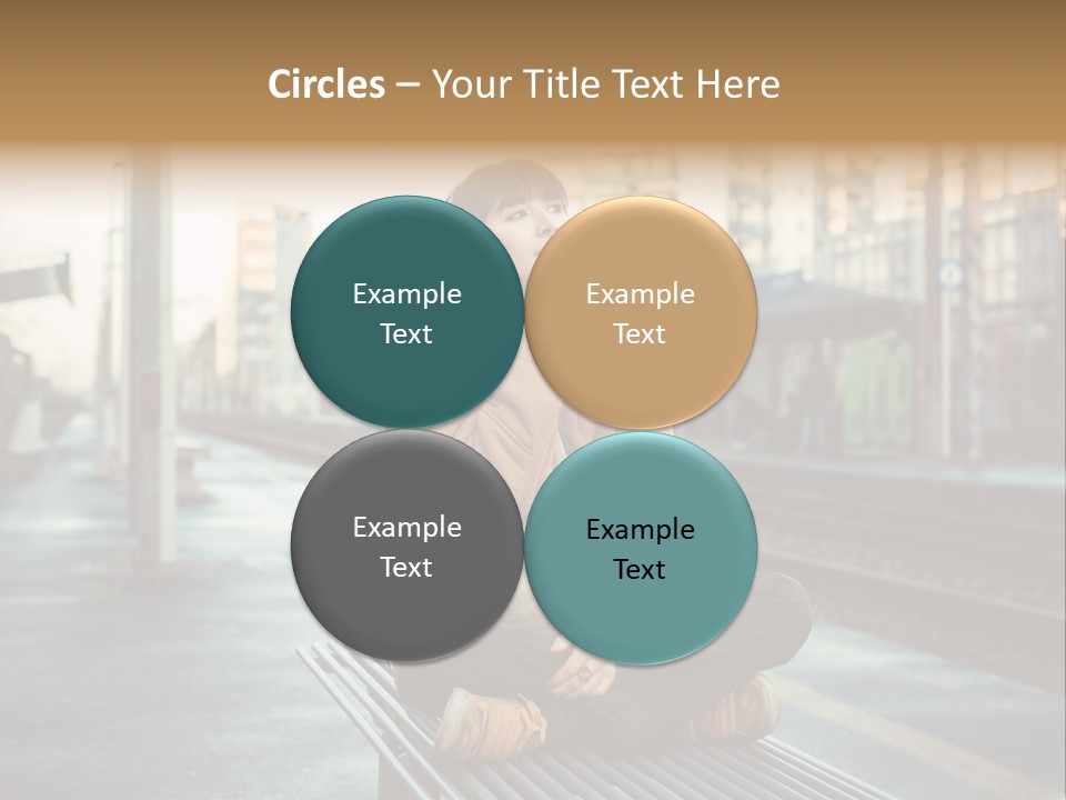 A Woman Sitting On A Bench Talking On A Cell Phone PowerPoint Template