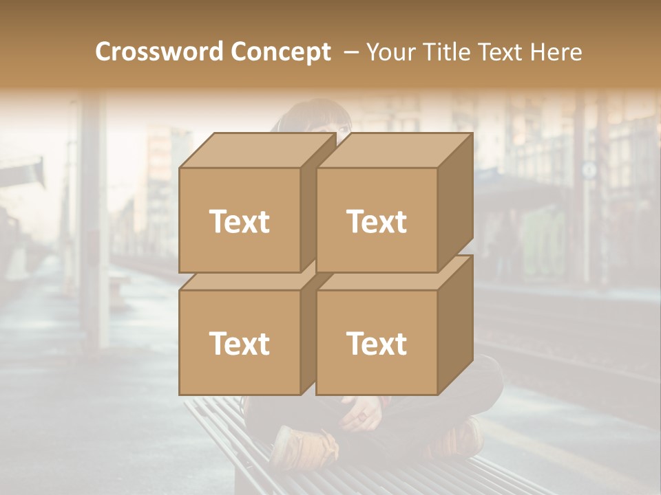 A Woman Sitting On A Bench Talking On A Cell Phone PowerPoint Template