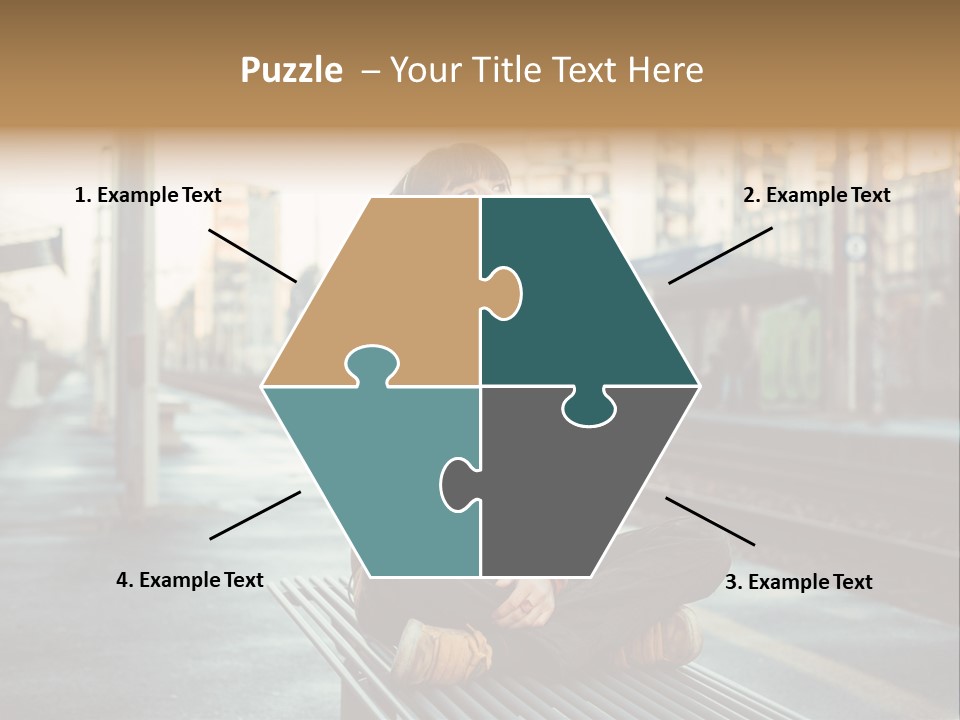 A Woman Sitting On A Bench Talking On A Cell Phone PowerPoint Template