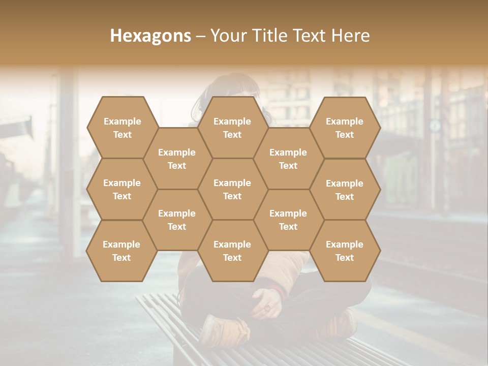 A Woman Sitting On A Bench Talking On A Cell Phone PowerPoint Template