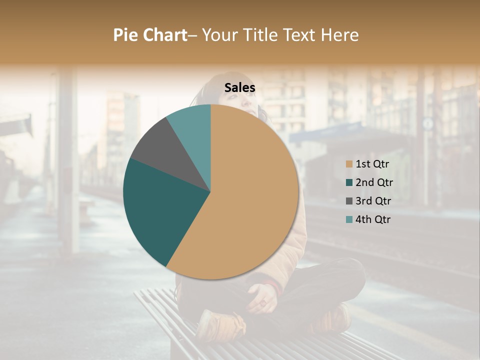 A Woman Sitting On A Bench Talking On A Cell Phone PowerPoint Template