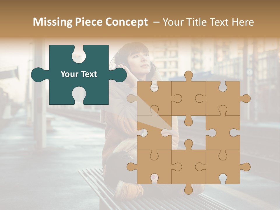 A Woman Sitting On A Bench Talking On A Cell Phone PowerPoint Template