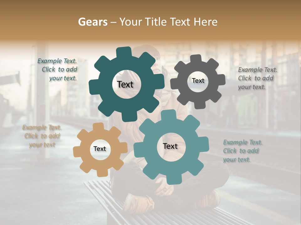 A Woman Sitting On A Bench Talking On A Cell Phone PowerPoint Template