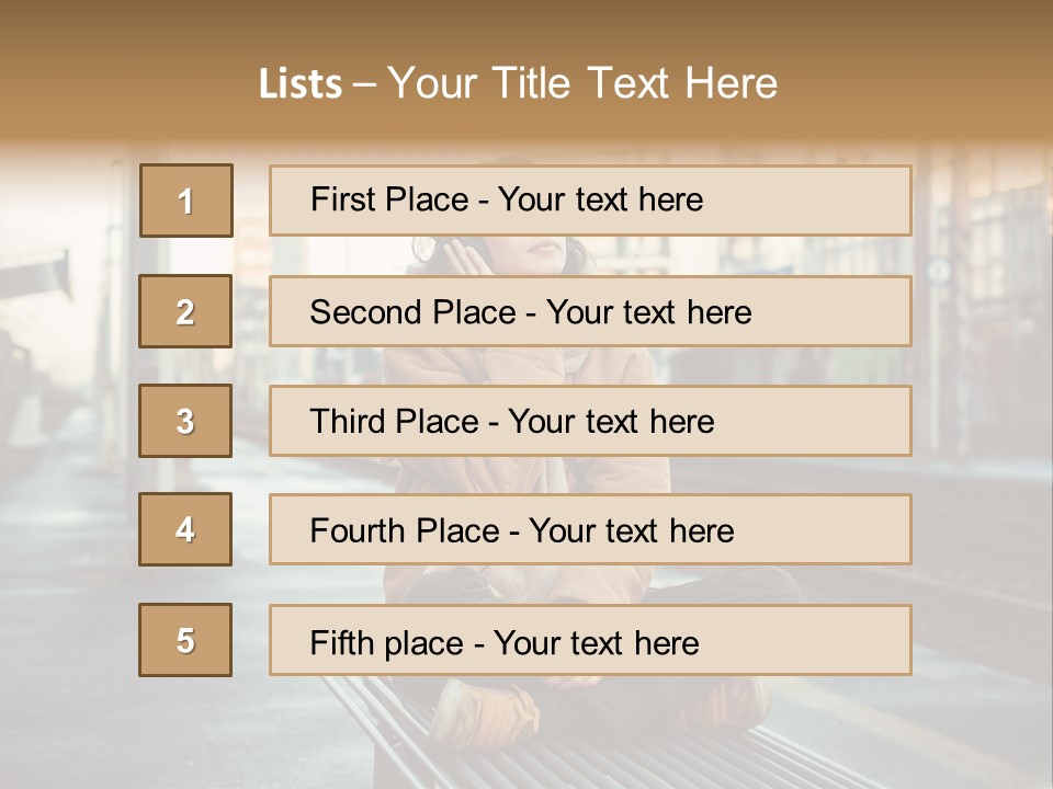 A Woman Sitting On A Bench Talking On A Cell Phone PowerPoint Template