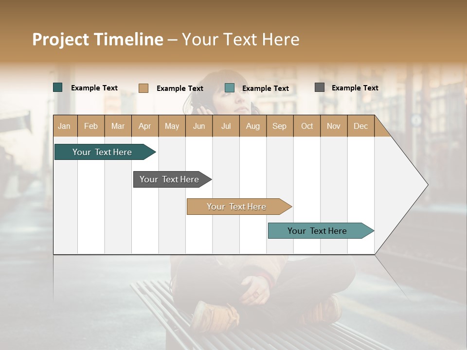 A Woman Sitting On A Bench Talking On A Cell Phone PowerPoint Template