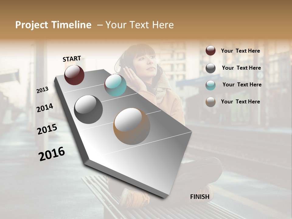 A Woman Sitting On A Bench Talking On A Cell Phone PowerPoint Template