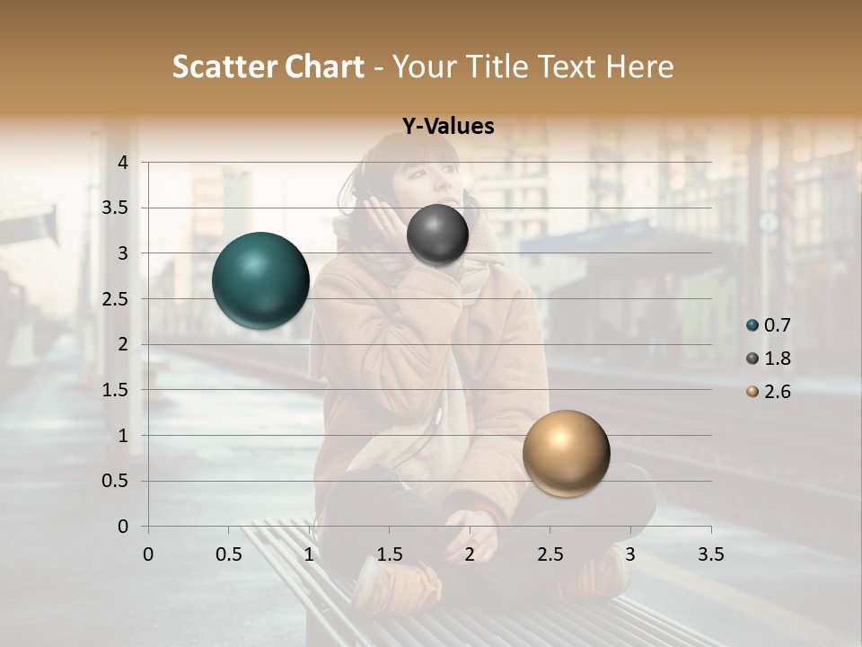 A Woman Sitting On A Bench Talking On A Cell Phone PowerPoint Template