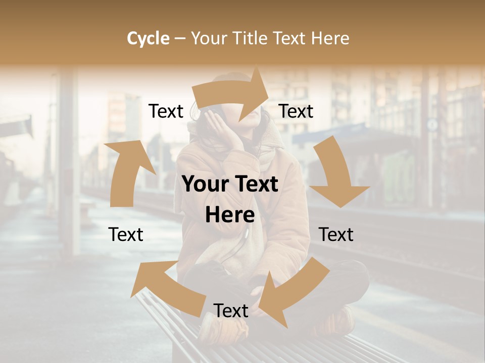 A Woman Sitting On A Bench Talking On A Cell Phone PowerPoint Template