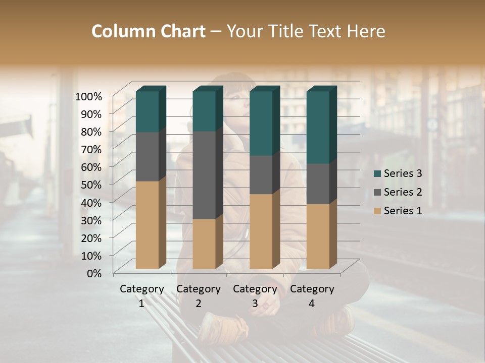 A Woman Sitting On A Bench Talking On A Cell Phone PowerPoint Template