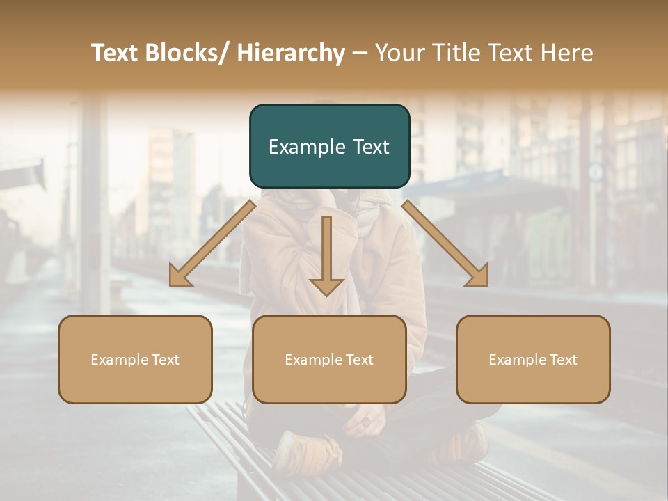 A Woman Sitting On A Bench Talking On A Cell Phone PowerPoint Template