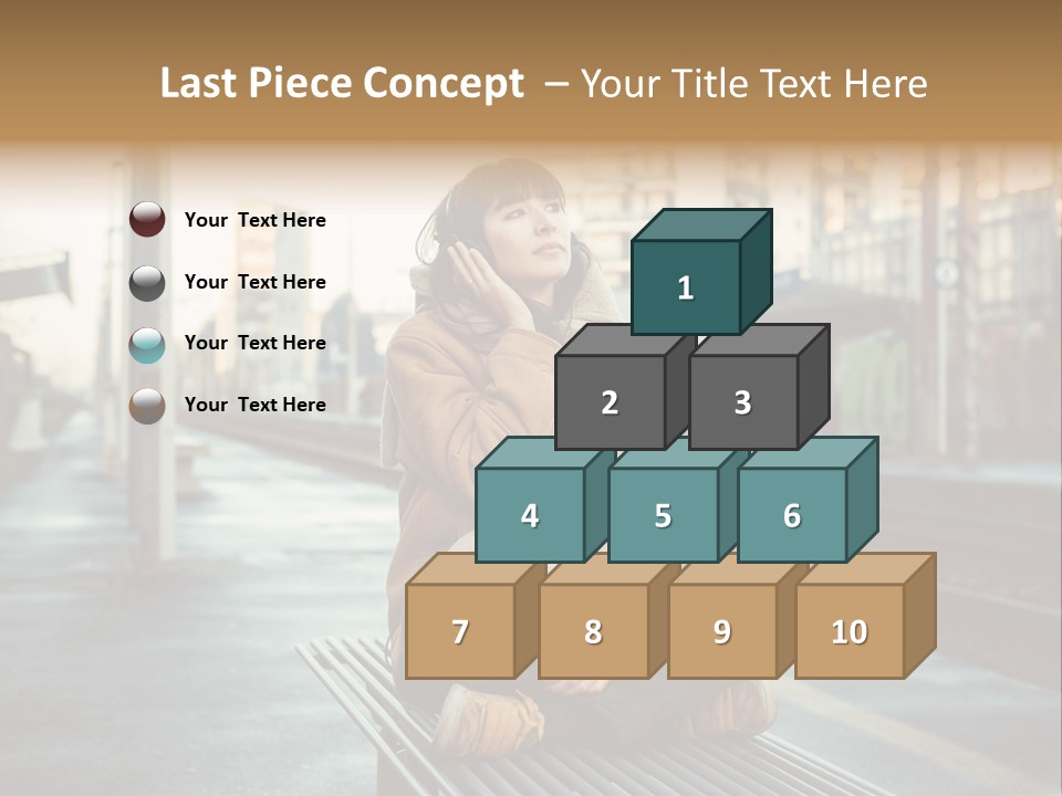 A Woman Sitting On A Bench Talking On A Cell Phone PowerPoint Template