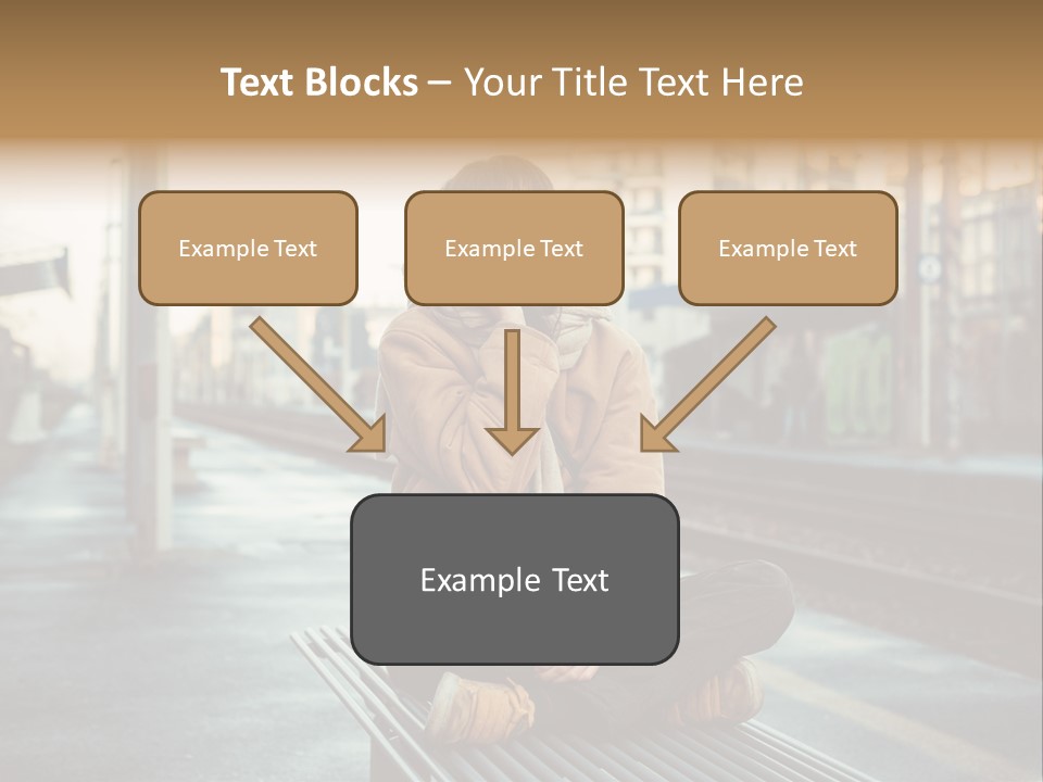 A Woman Sitting On A Bench Talking On A Cell Phone PowerPoint Template